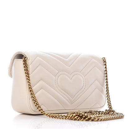 Gucci Calfskin Matelasse Super Mini GG Marmont Shoulder Bag White 3 of 10