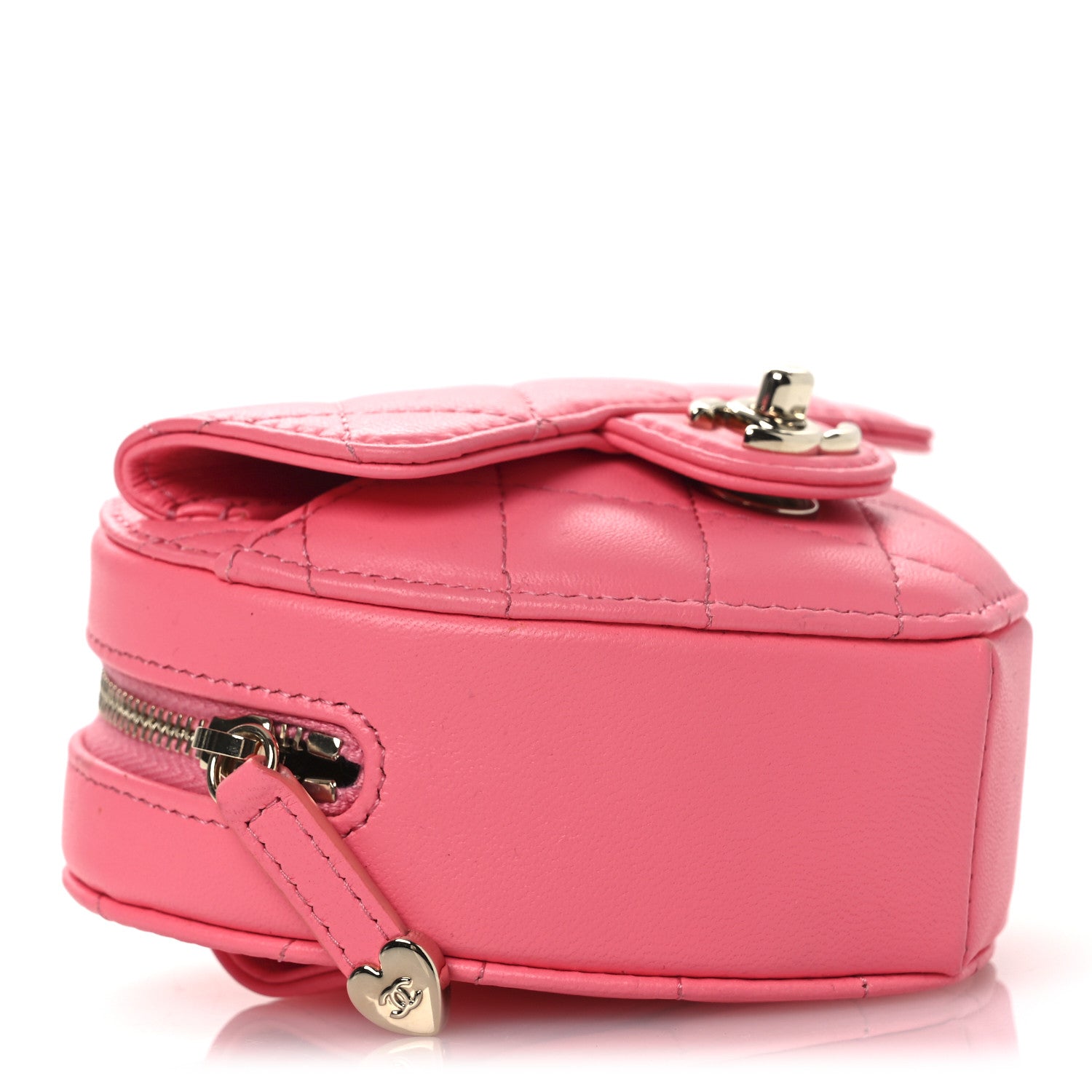 Chanel Lambskin Quilted CC In Love Heart Waist Belt Bag With Chain Pink 9 of 11