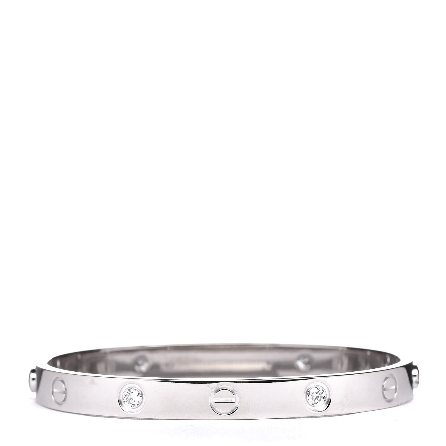 Cartier 18K White Gold 4 Diamond LOVE Bracelet 17 1 of 10