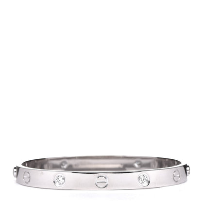 Cartier 18K White Gold 4 Diamond LOVE Bracelet 17 1 of 10