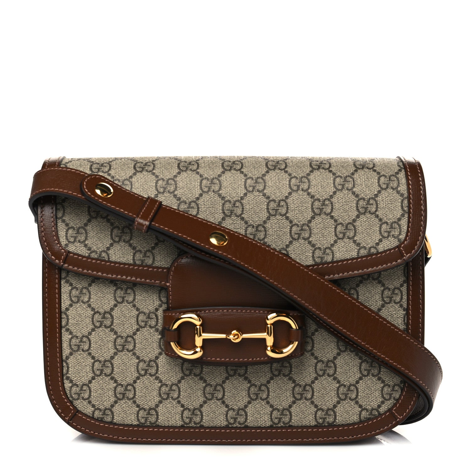 Gucci GG Supreme Monogram Horsebit 1955 Shoulder Bag Beige Brown Sugar 1 of 6
