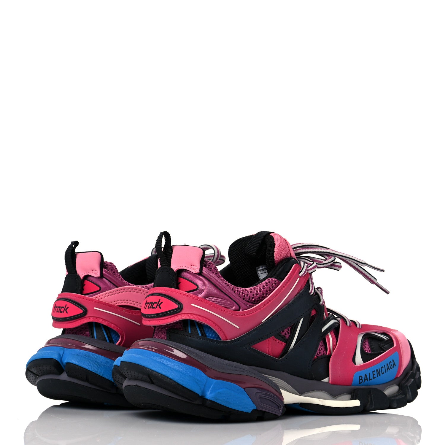 Balenciaga Mesh Nylon Metallic Fabric Womens Track Sneakers 38 Pink Blue 4 of 6