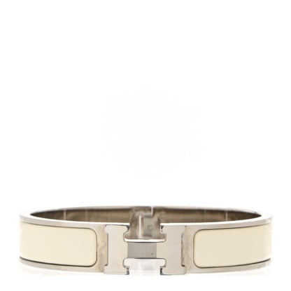 Hermes Enamel Narrow Clic Clac H Bracelet PM White 1 of 4