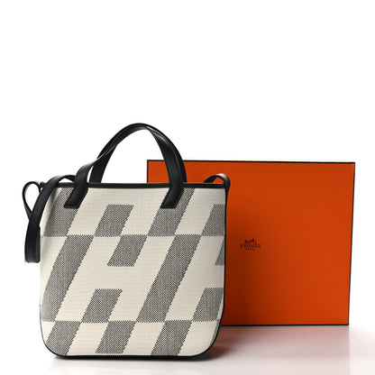 Hermes Swift H Canvas Cabas H En Biais 27 Black Ecru 11 of 11