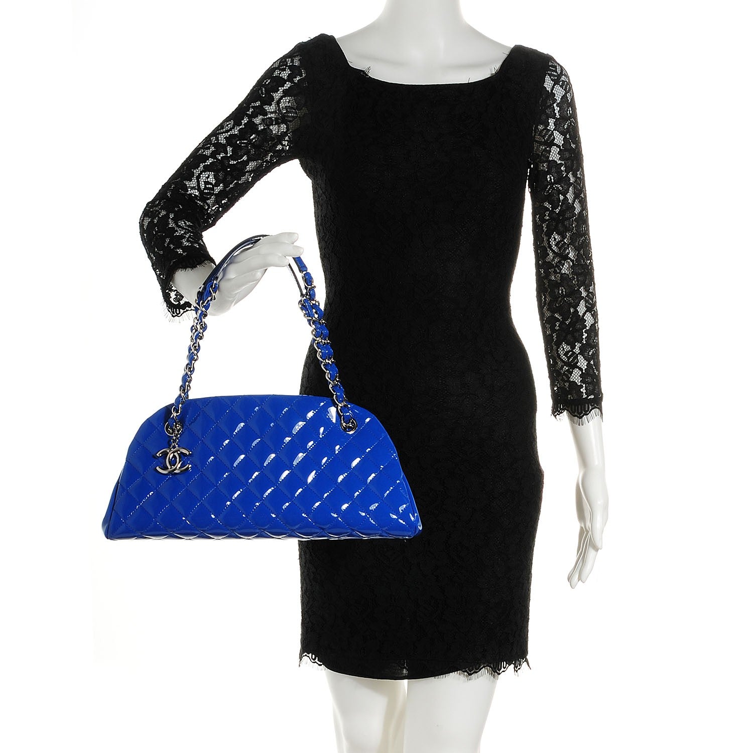 Chanel Patent Quilted Medium Just Mademoiselle Dark Blue 2 of 7