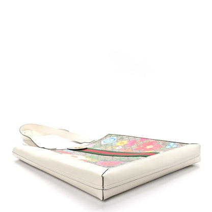 Gucci GG Supreme Monogram Flora Web Ophidia Vertical Shopping Tote White 5 of 12