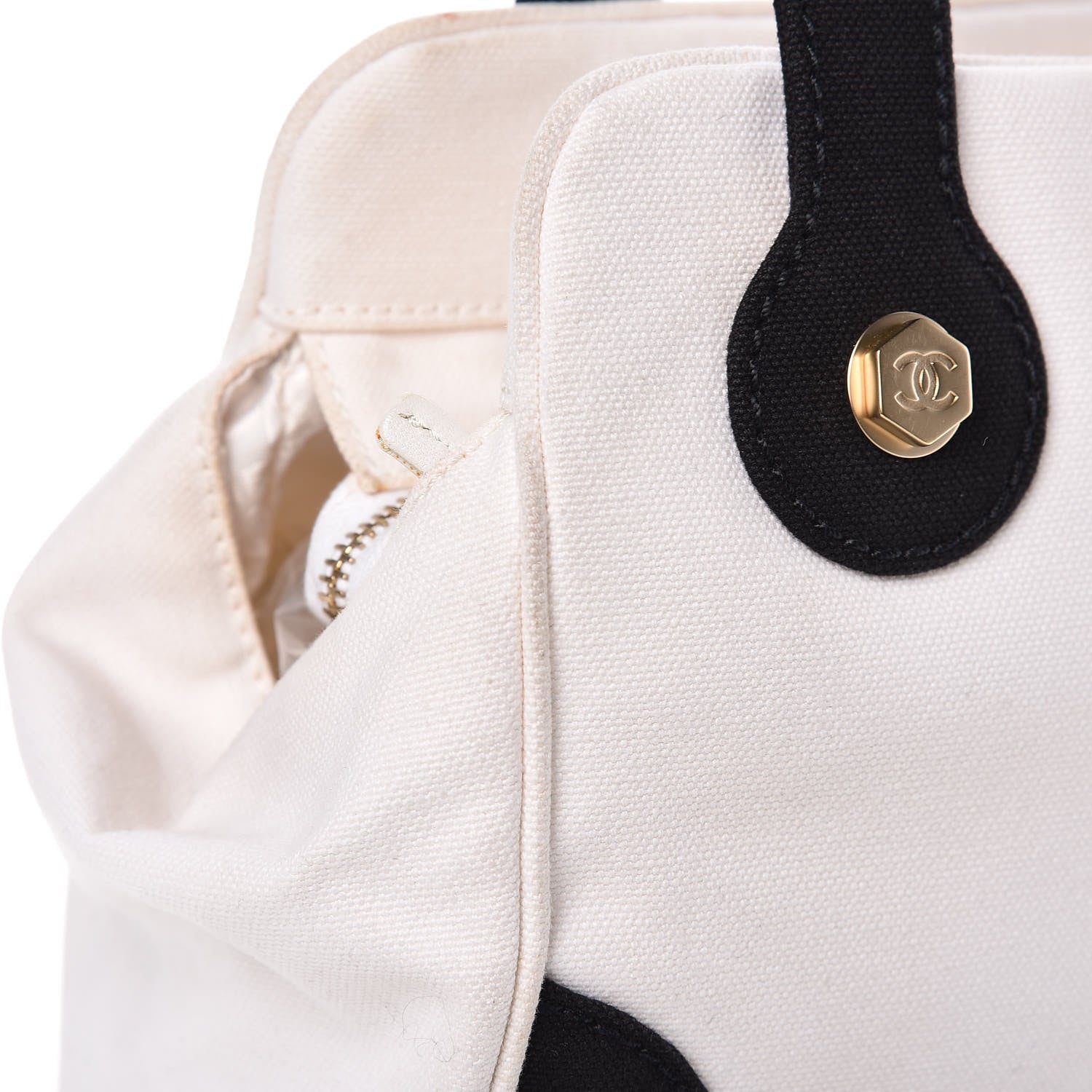 Chanel Canvas CC Handbag Black White 12 of 15