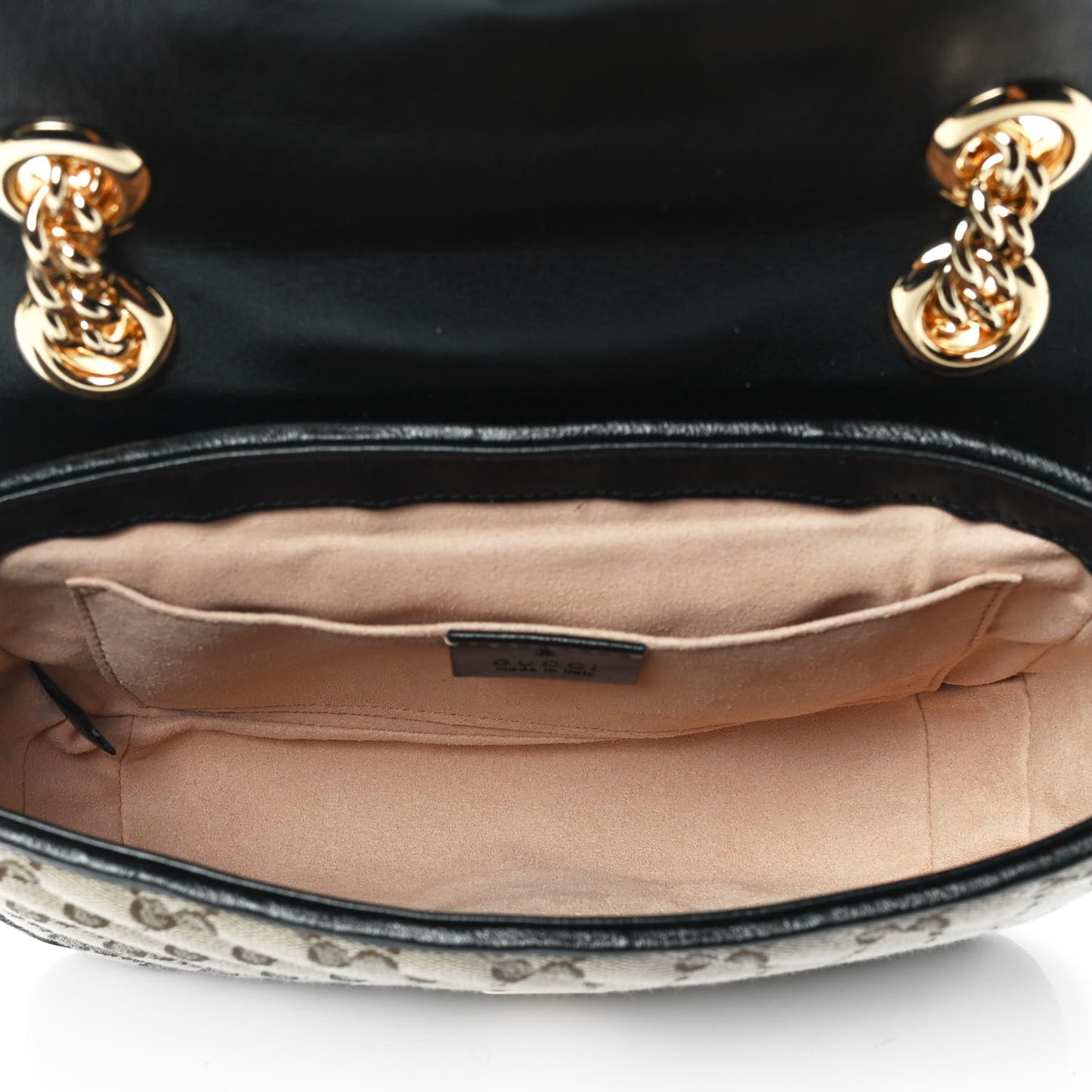 Monogram Matelasse Diagonal Mini GG Marmont Shoulder Bag Beige Black