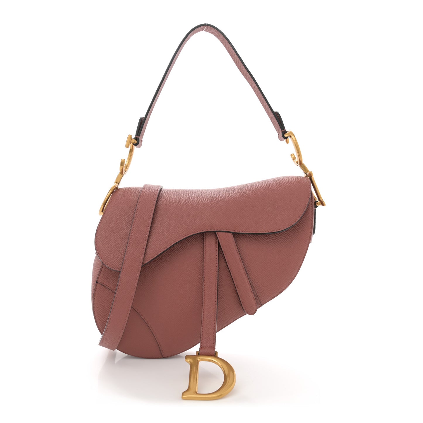Grained Calfskin Saddle Bag With Strap Rust