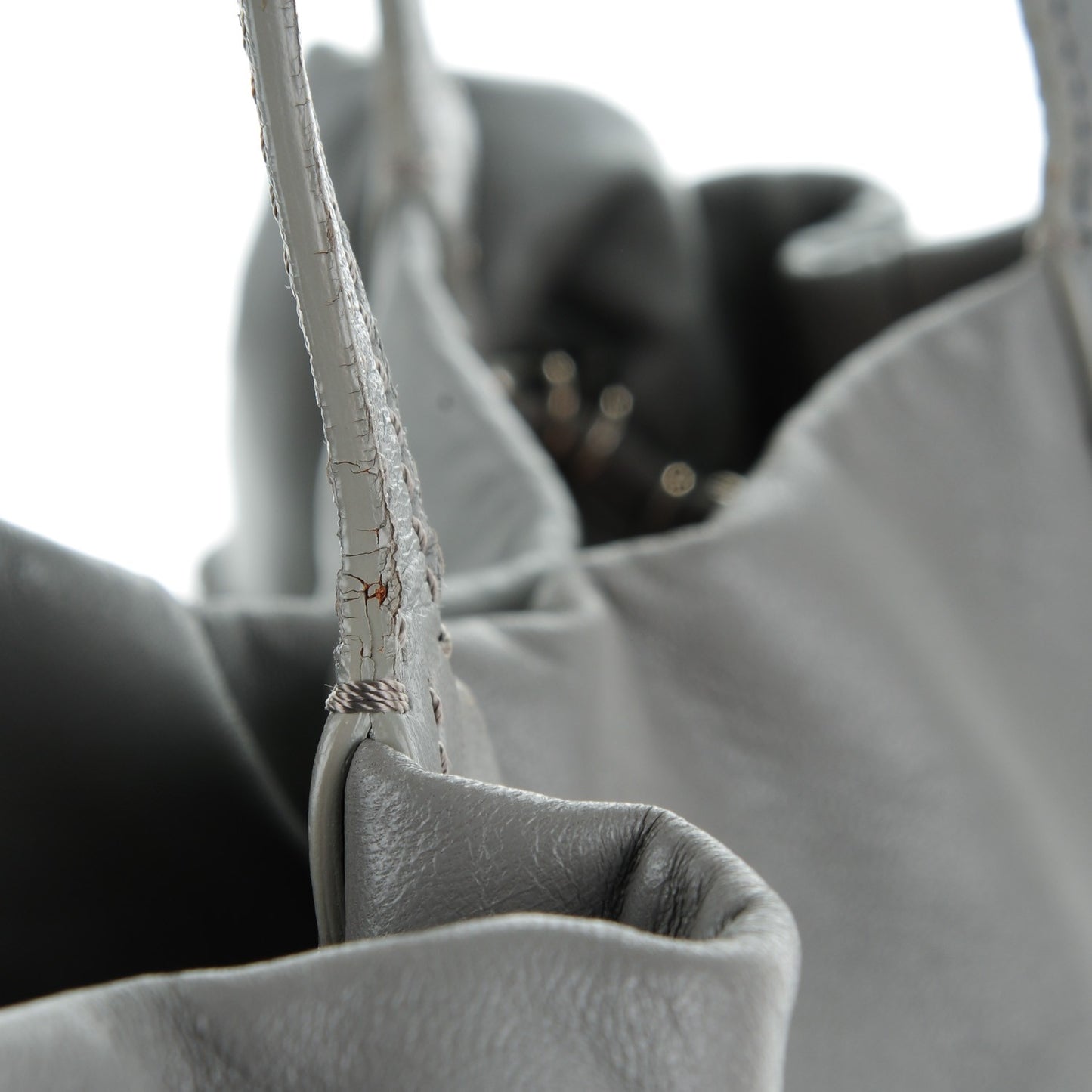 Nappa Leather Crystal Rose Glam Tote Gray