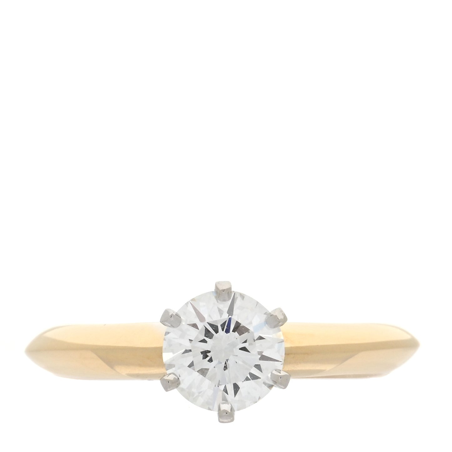 18K Yellow Gold Platinum Diamond .66ct Solitaire Engagement Ring 48 4.5
