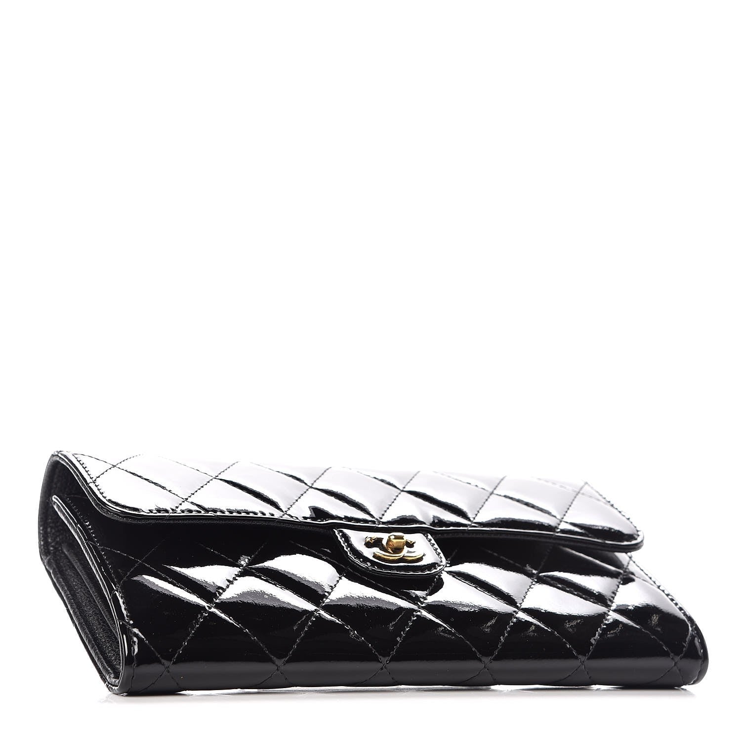 Chanel Patent Goatskin Quilted Small CC Eyelet Wallet On Chain WOC Black 5 of 10