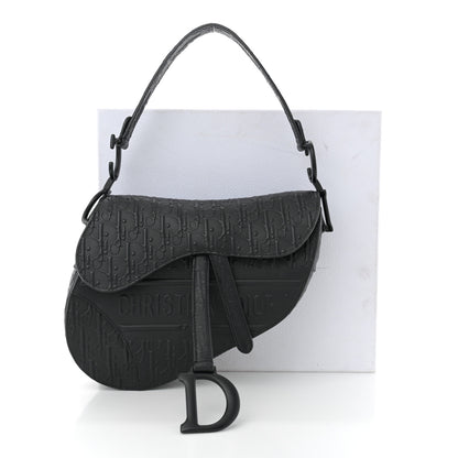 Christian Dior Calfskin Embossed Oblique Saddle Bag Black 11 of 11