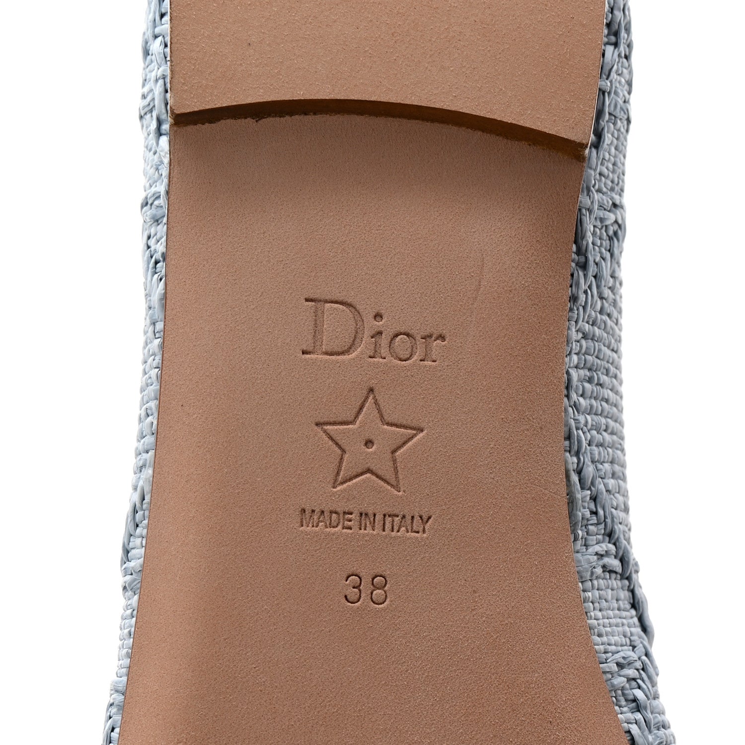 Christian Dior Raffia Cannage Ballet Flat 38 Bleu Pastel 7 of 10