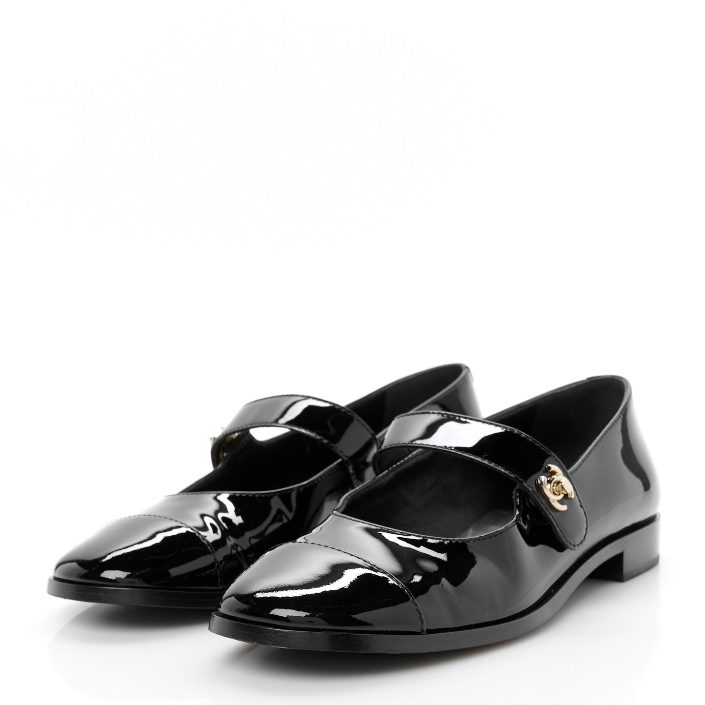 Patent Calfskin Mary Janes Flats 39 Black