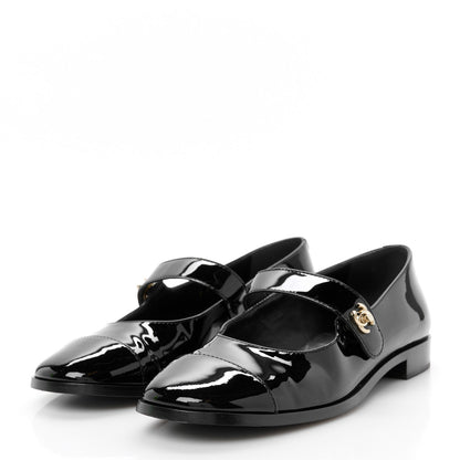 Chanel Patent Calfskin Mary Janes Flats 39 Black 4 of 12