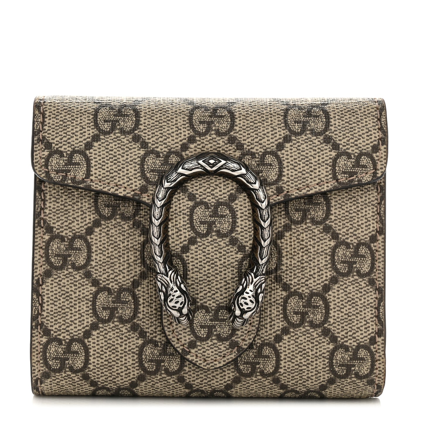 GG Supreme Monogram Dionysus Card Case Wallet Beige Taupe
