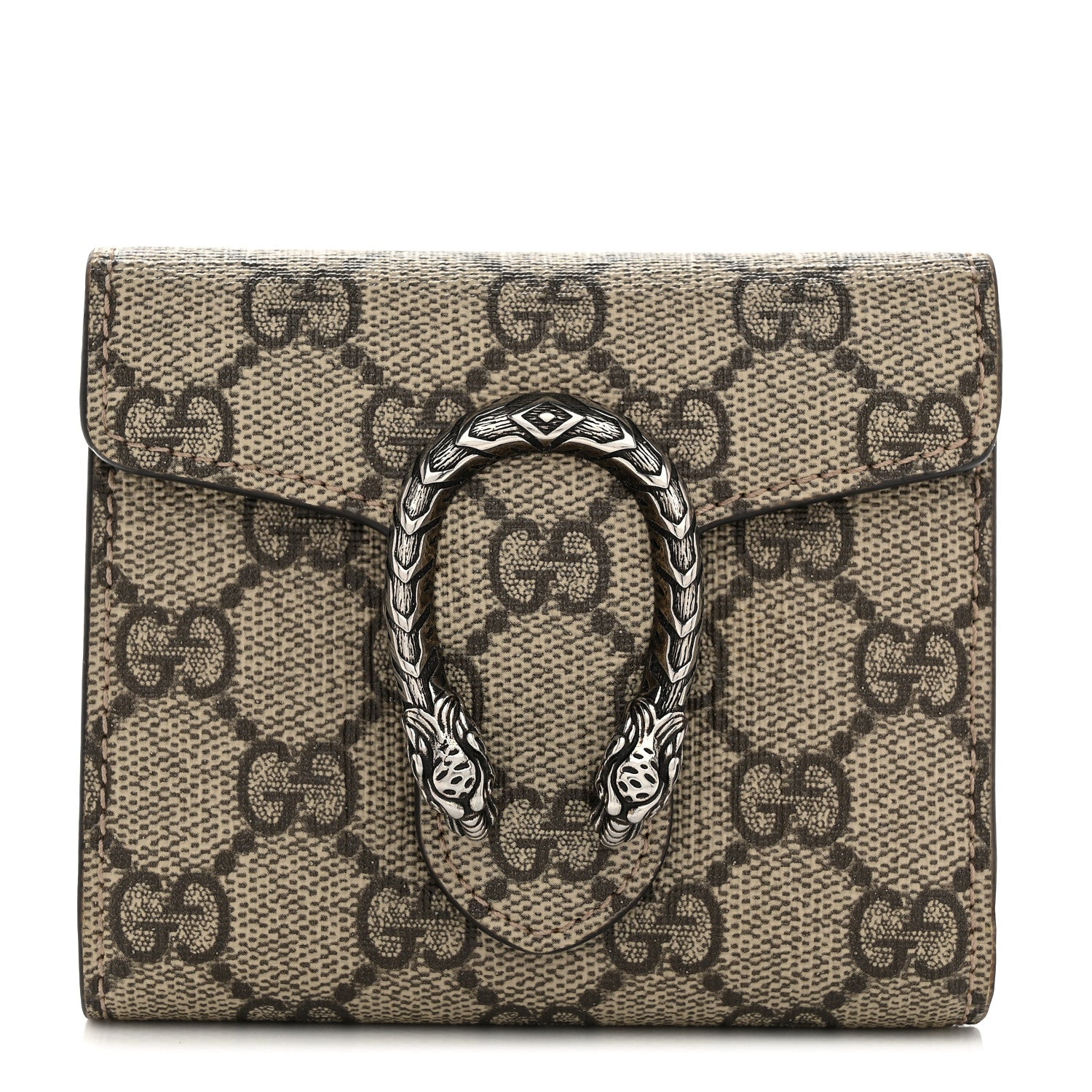 Gucci GG Supreme Monogram Dionysus Card Case Wallet Beige Taupe 1 of 7