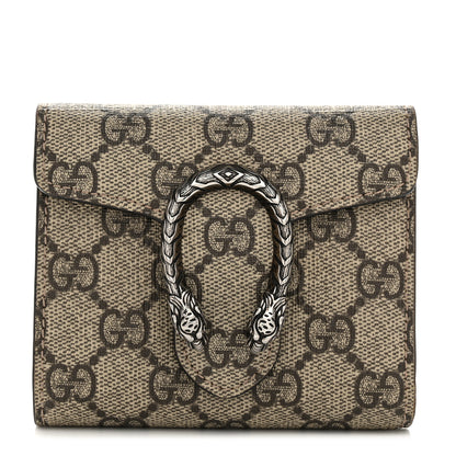 Gucci GG Supreme Monogram Dionysus Card Case Wallet Beige Taupe 1 of 7