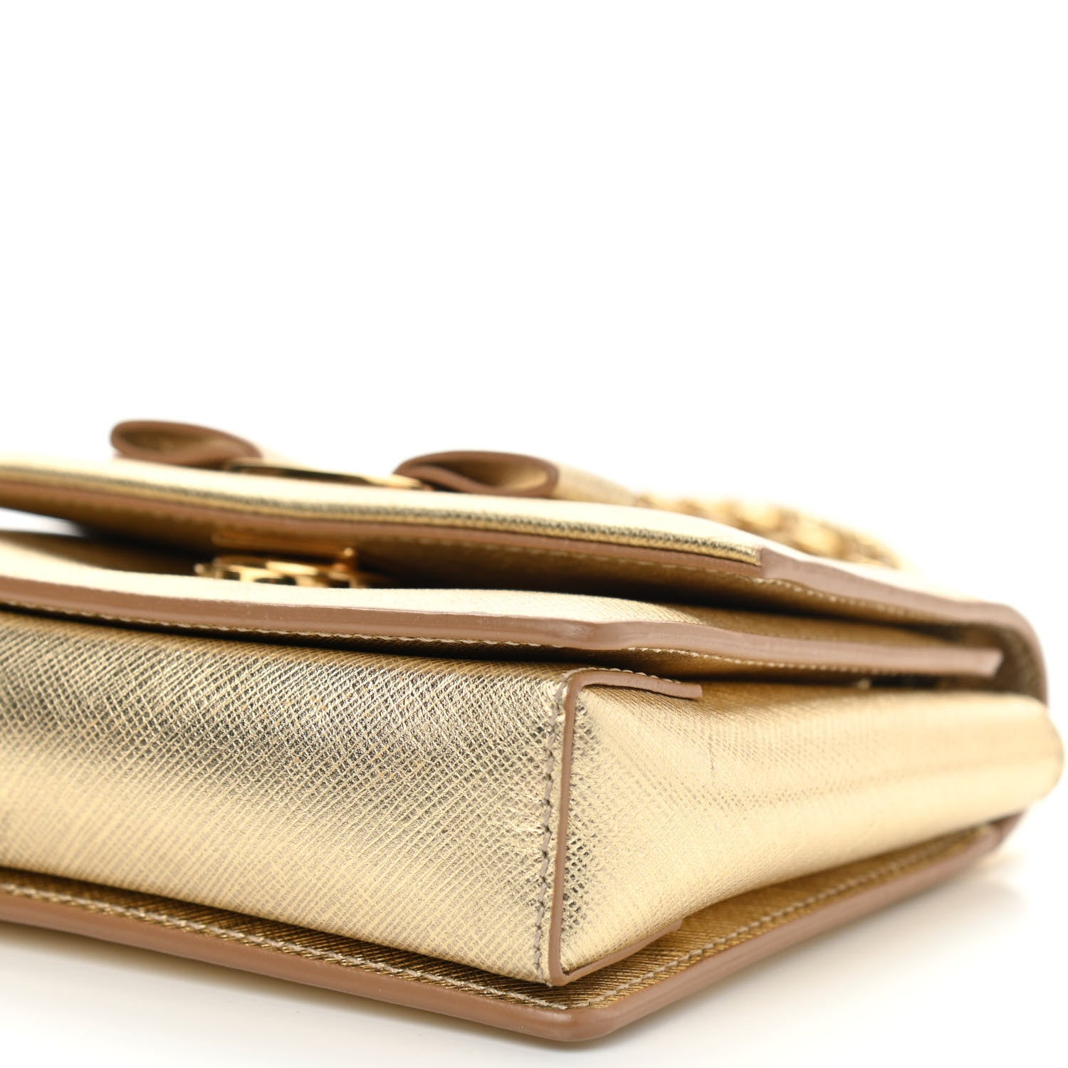 Salvatore Ferragamo Hammered Calfskin Mini Vara Bow Crossbody Bag Gold 10 of 17
