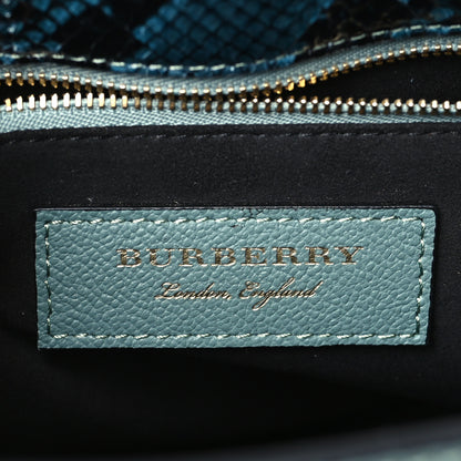 Burberry Soft Grain Calfskin Pony Hair Snakeskin Small Buckle Tote Blue 6 of 9