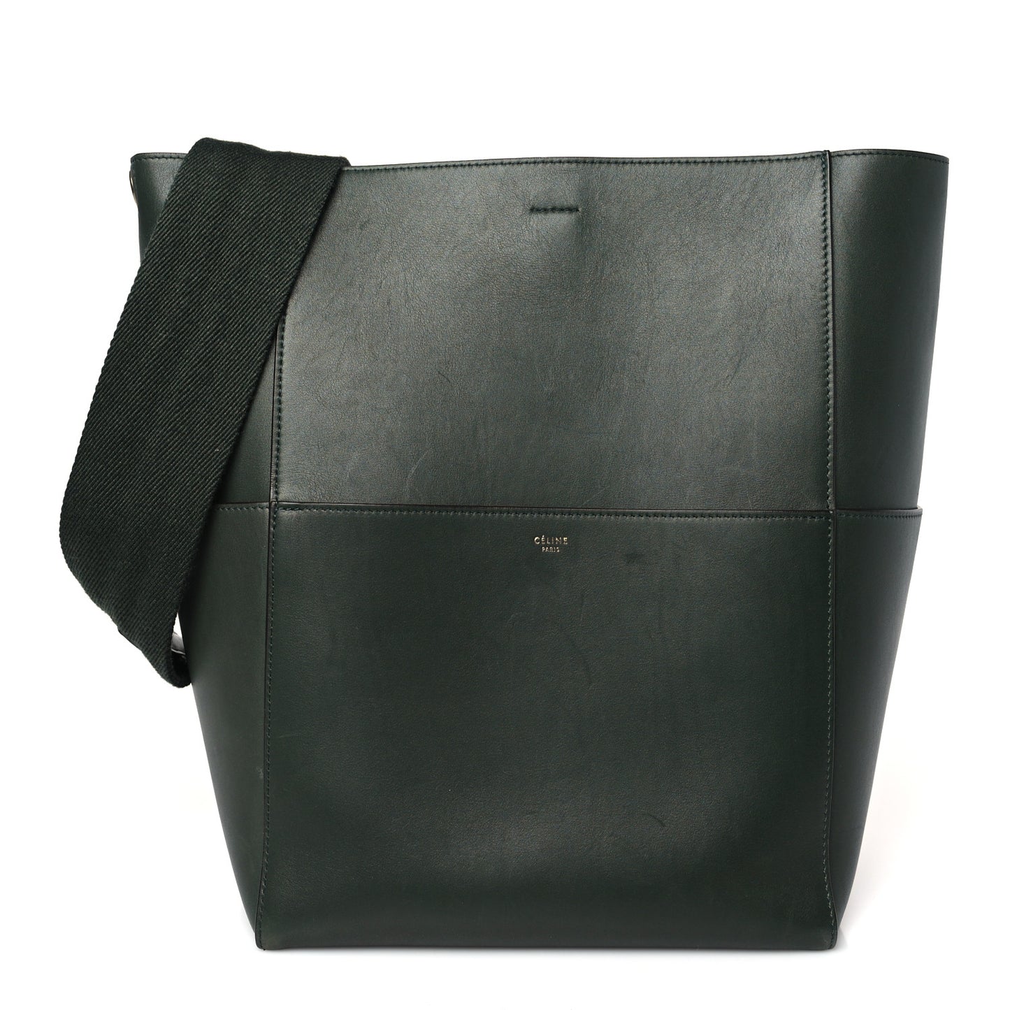 Smooth Calfskin Sangle Bucket Bag Dark Forest
