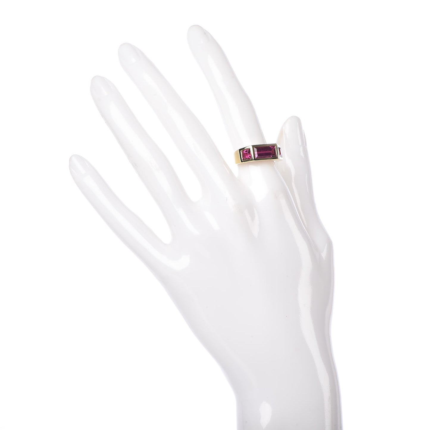 18K Yellow Gold Rubellite Paloma's Studio Baguette Three-Stone Ring 50 5.5