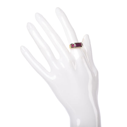 Tiffany 18K Yellow Gold Rubellite Paloma's Studio Baguette Three-Stone Ring 50 5.5 2 of 6