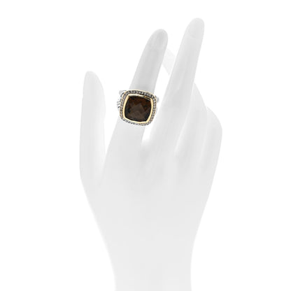 David Yurman Sterling Silver 18K Yellow Gold Diamond Smoky Quartz 14mm Albion Ring 51 5.75 2 of 5