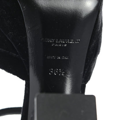 Saint Laurent Crushed Velvet Farrah Platform Sandals 36.5 Black 6 of 11