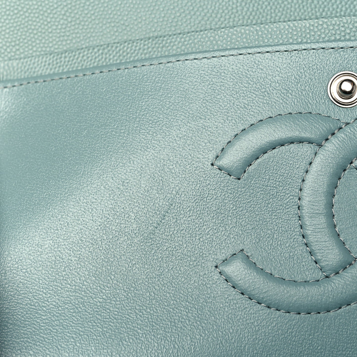 Caviar Quilted Medium Double Flap Green