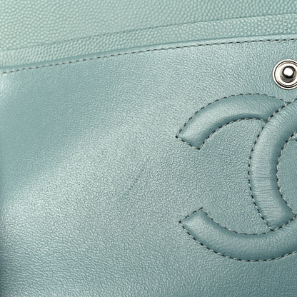 Chanel Caviar Quilted Medium Double Flap Green 10 of 12