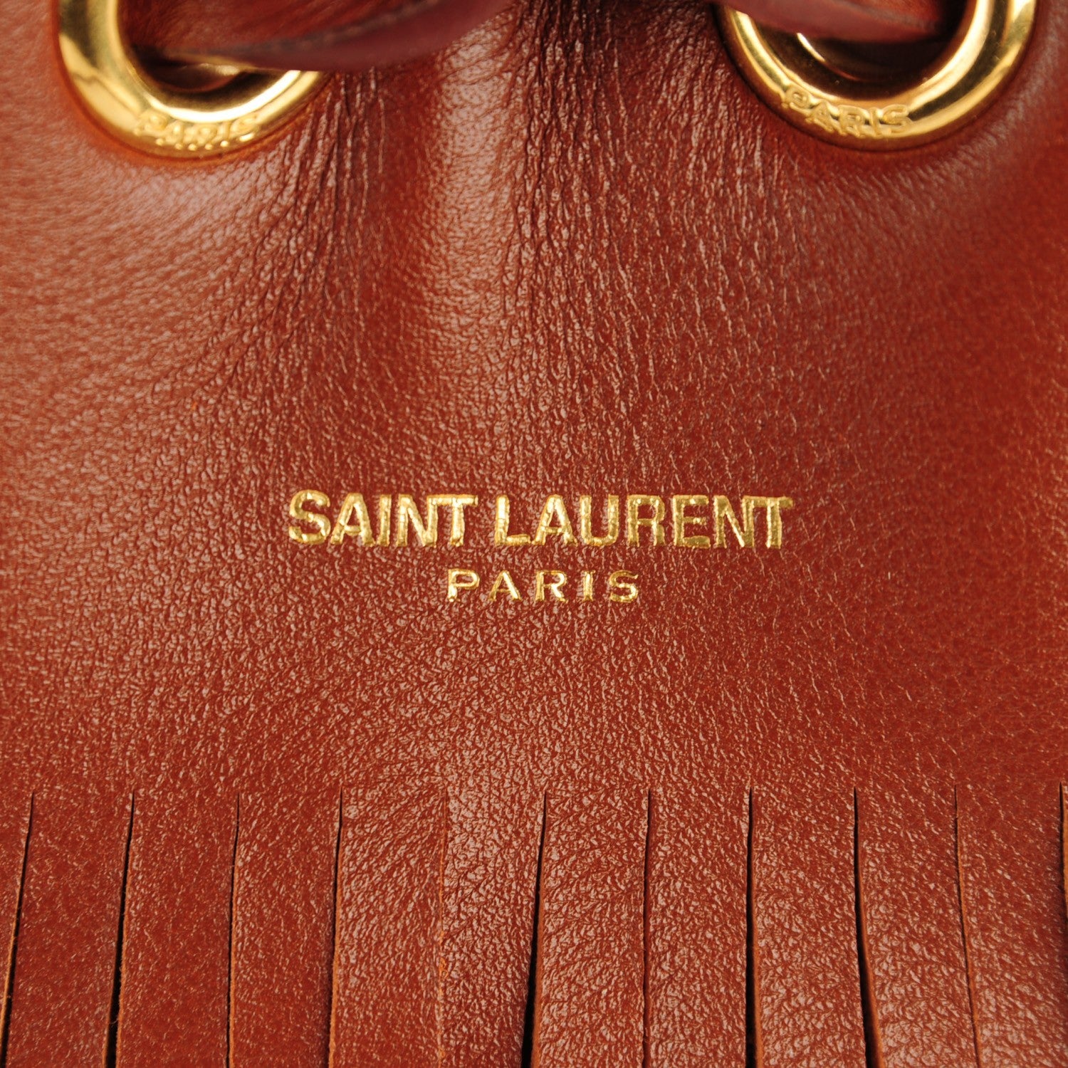 Saint Laurent Calfskin Small Emmanuelle Fringe Bucket Bag Cotto 6 of 8