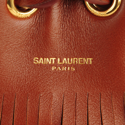 Saint Laurent Calfskin Small Emmanuelle Fringe Bucket Bag Cotto 6 of 8
