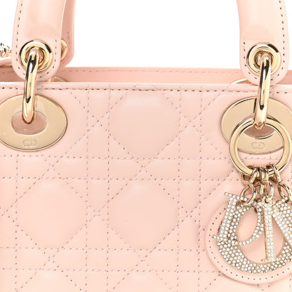 Christian Dior Lambskin Cannage Crystal Mini Lady Dior Powder Pink 7 of 10