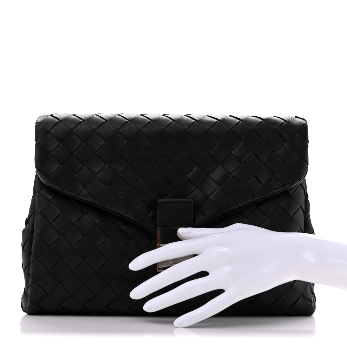 Nappa Intrecciato Portfolio Clutch Black