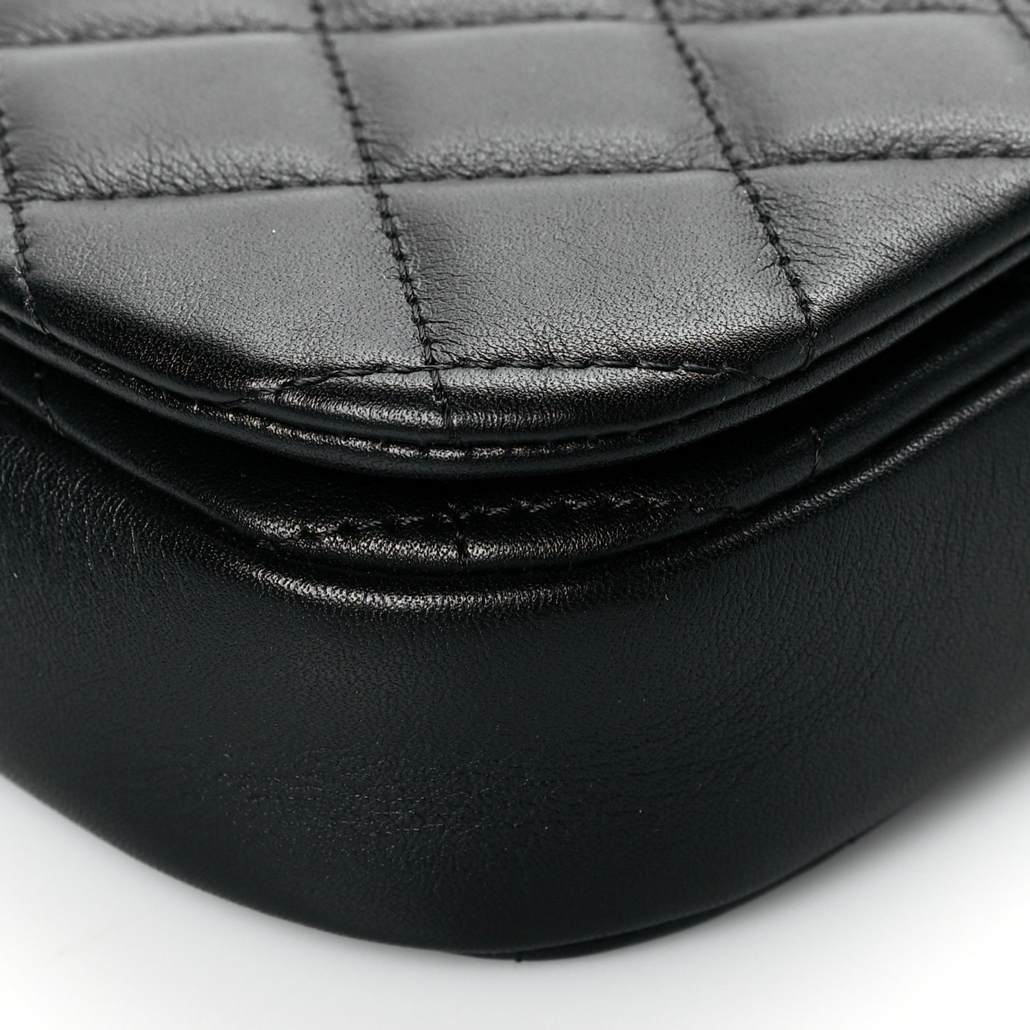Calfskin Quilted Coco Mail Clutch With Chain Black