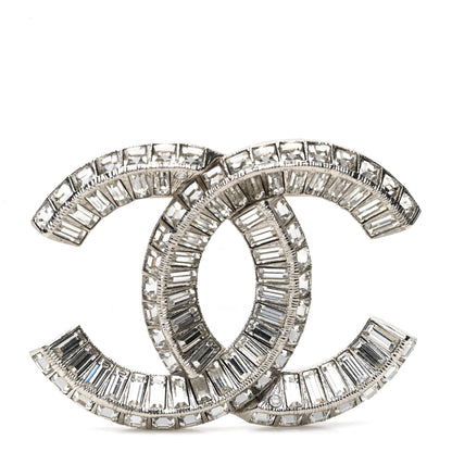 Chanel Baguette Crystal CC Brooch Silver 1 of 4