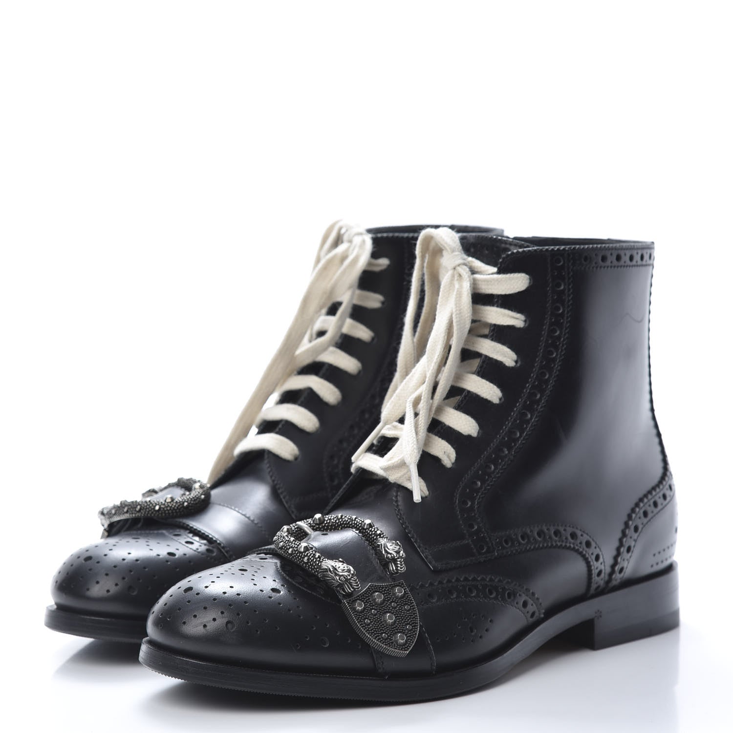 Gucci Calfskin Mens Queercore Brogue Wingtip Boots 6.5 Black 3 of 8