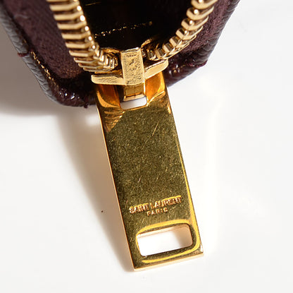 Saint Laurent Grain de Poudre Textured Matelasse Chevron Monogram Zip Around Wallet Bordeaux 7 of 8
