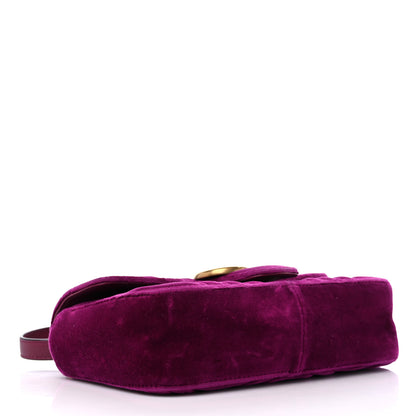 Gucci Velvet Matelasse Mini GG Marmont Shoulder Bag Fuchsia Violet Cyclamen 4 of 9