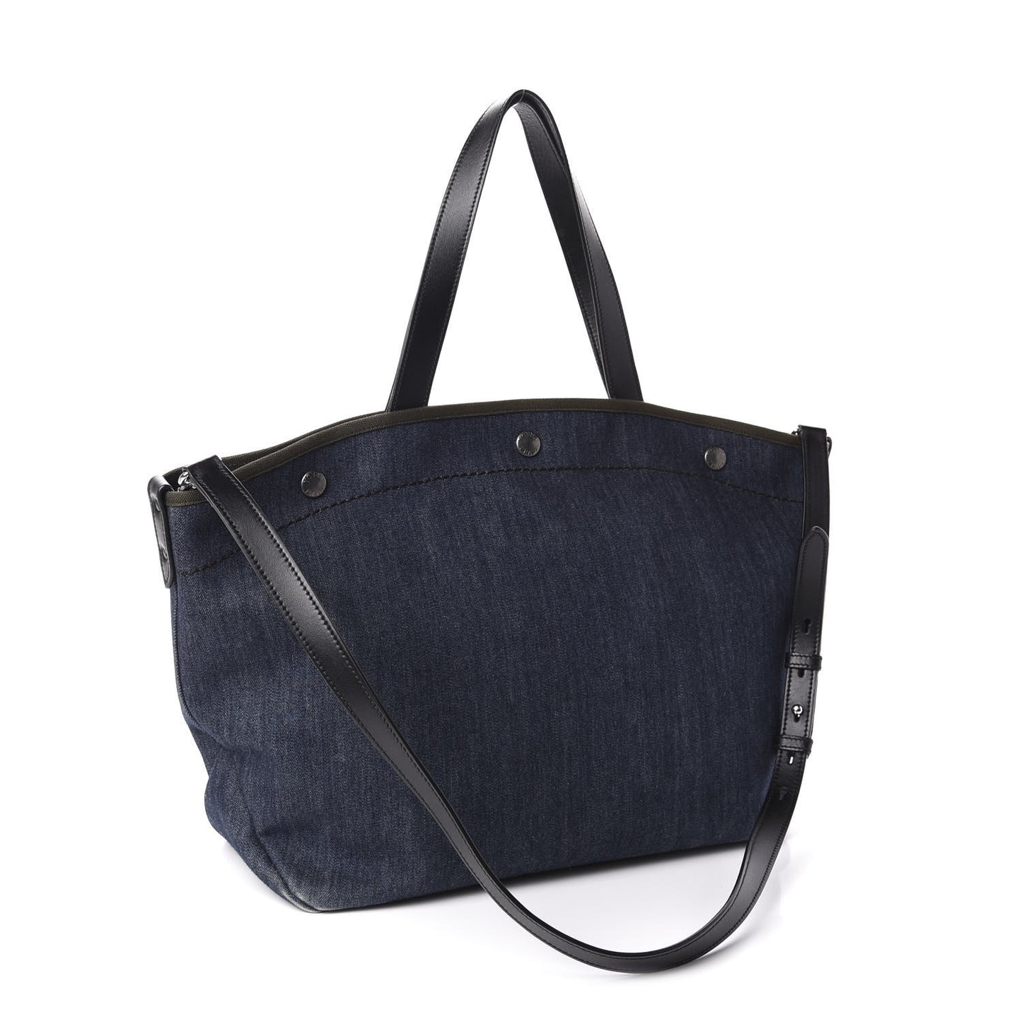 Denim City Calfskin Logo Shopping Tote Blue