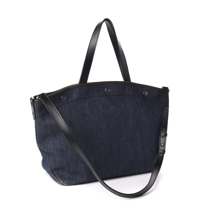 Prada Denim City Calfskin Logo Shopping Tote Blue 3 of 9