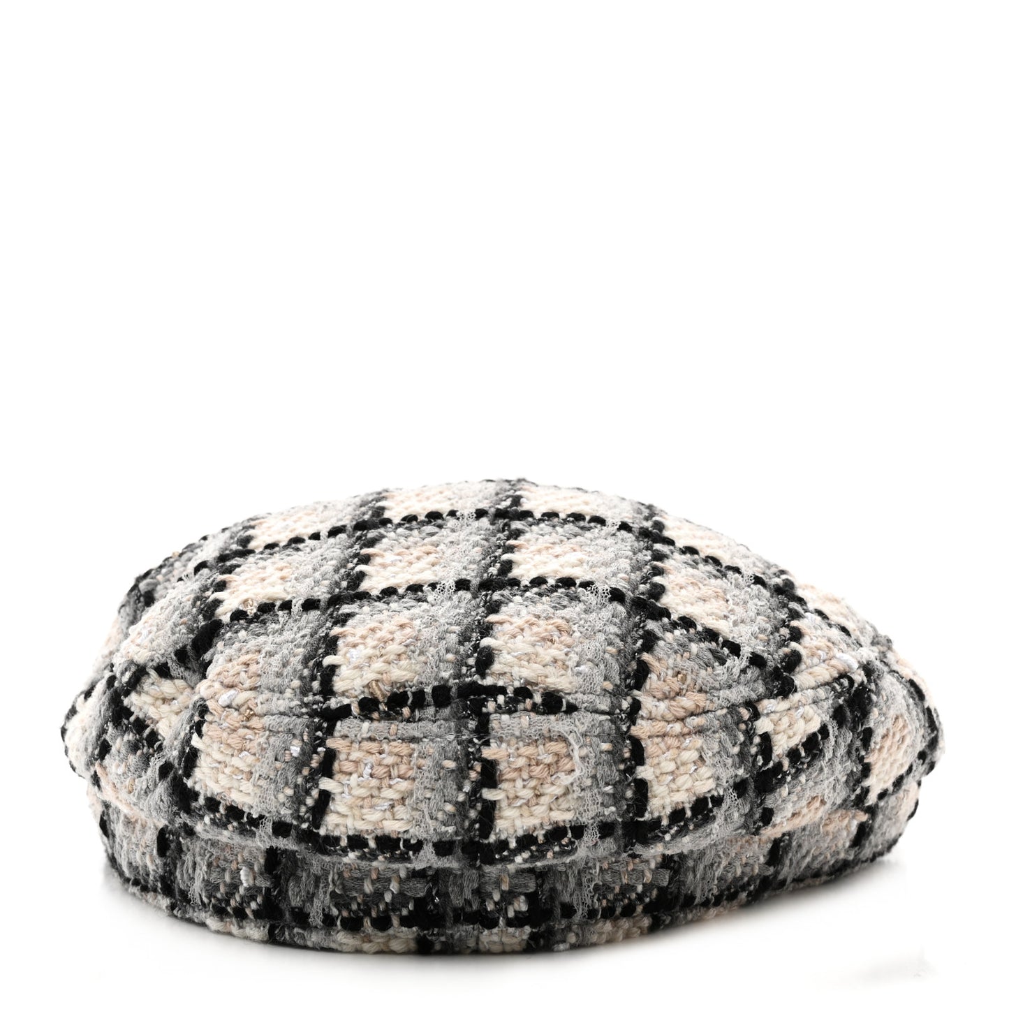 Cotton Tweed CC Beret S White Black Multicolor