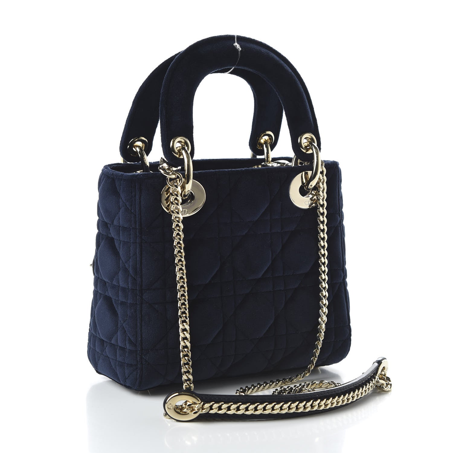 Christian Dior Velvet Mini Lady Dior Navy Blue 3 of 9