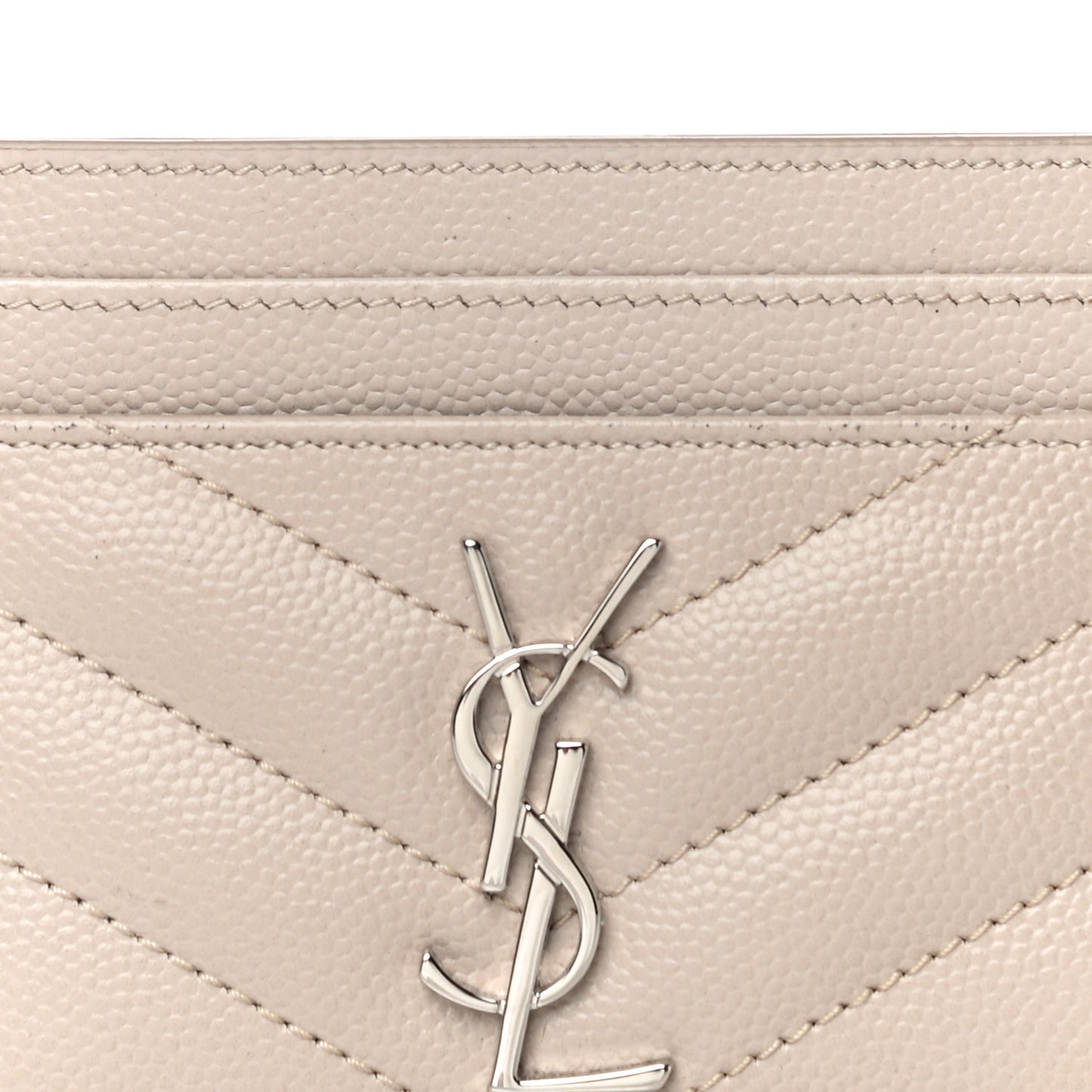 Grain De Poudre Matelasse Chevron Monogram Credit Card Case Nude Powder