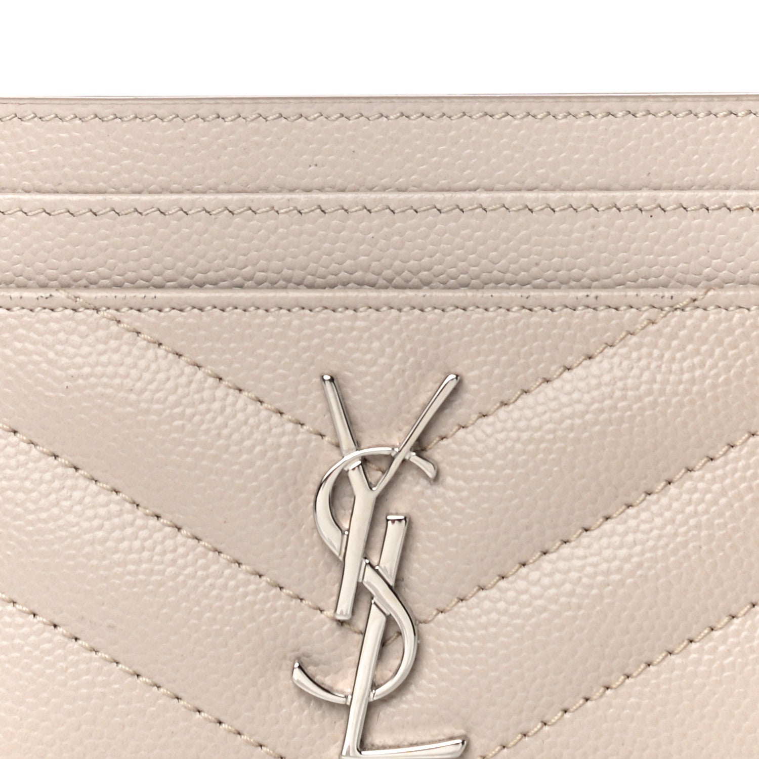 Saint Laurent Grain De Poudre Matelasse Chevron Monogram Credit Card Case Nude Powder 8 of 12
