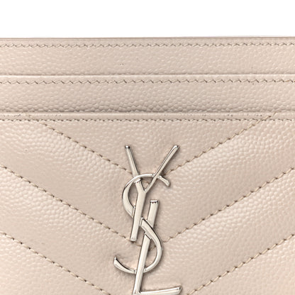 Saint Laurent Grain De Poudre Matelasse Chevron Monogram Credit Card Case Nude Powder 8 of 12