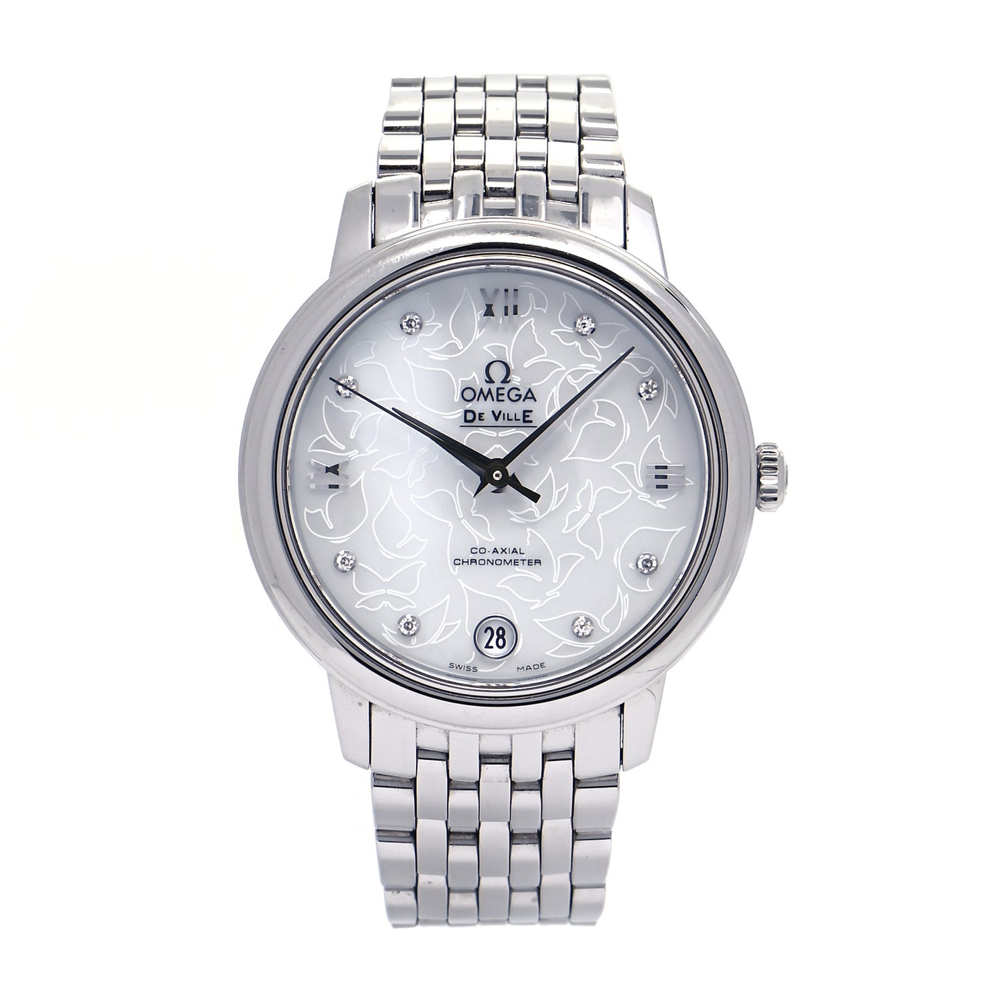 Stainless Steel Diamond Mother of Pearl 33mm De Ville Prestige Butterfly Automatic Watch 424.10.33.20.55.001