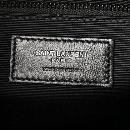 Saint Laurent Grain De Poudre Textured Mixed Matelasse Large Triquilt Monogram Monochrome Satchel Black 6 of 10